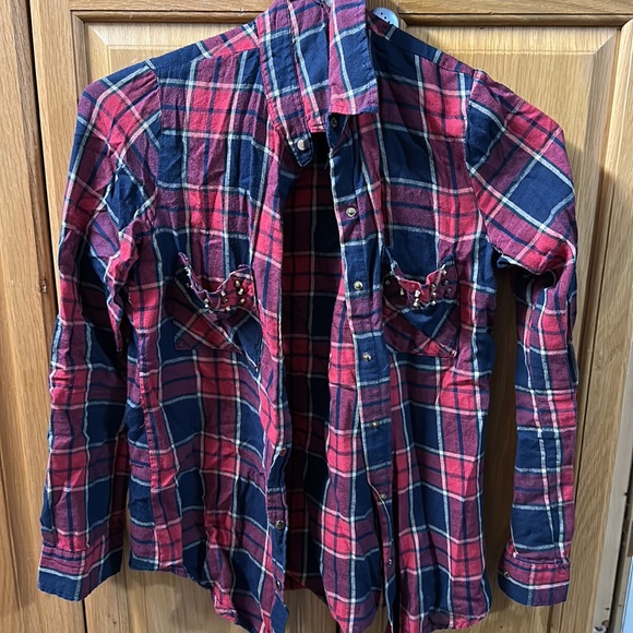 Plaid shirt with studs - Picture 2 of 4